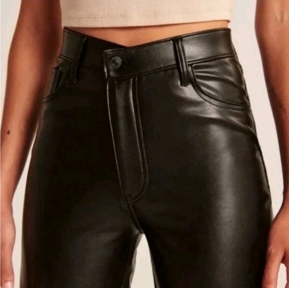 Abercrombie & Fitch Pants Sz 35R Faux Leather 90s Straight Ultra High Rise 14/16 - Picture 15 of 15